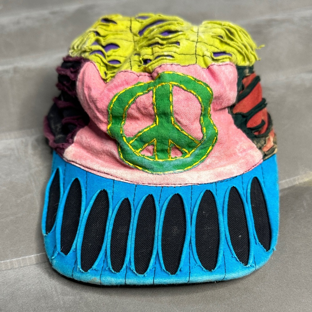 Colorful Peace Sign Stitched Hippie Styled New Old Style